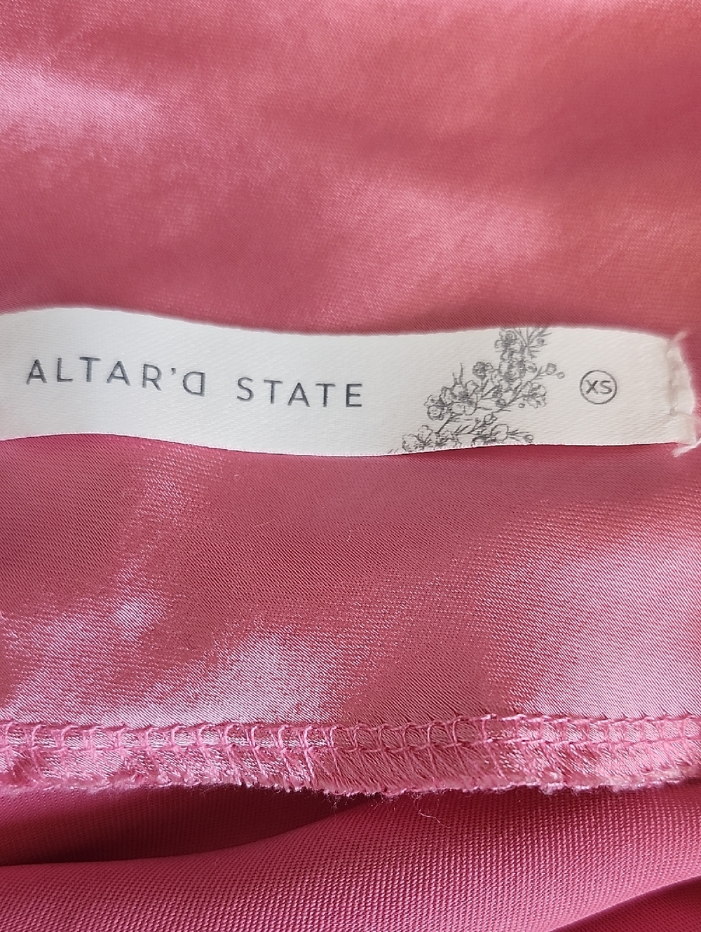 Altar'd State Pink Satin Cowl Neck W/ Tie Back Fit & Flare Mini Dress, XS - Picture 8 of 10